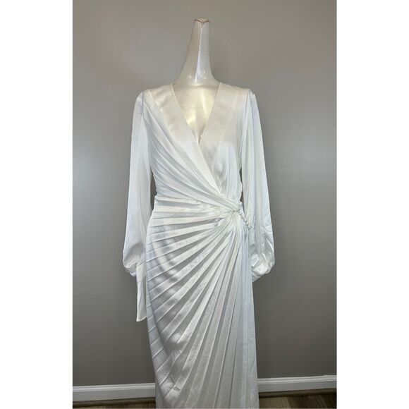 ACLER Cresta Satin Wrap Midi Dress Size 4 $520 - Picture 4 of 11